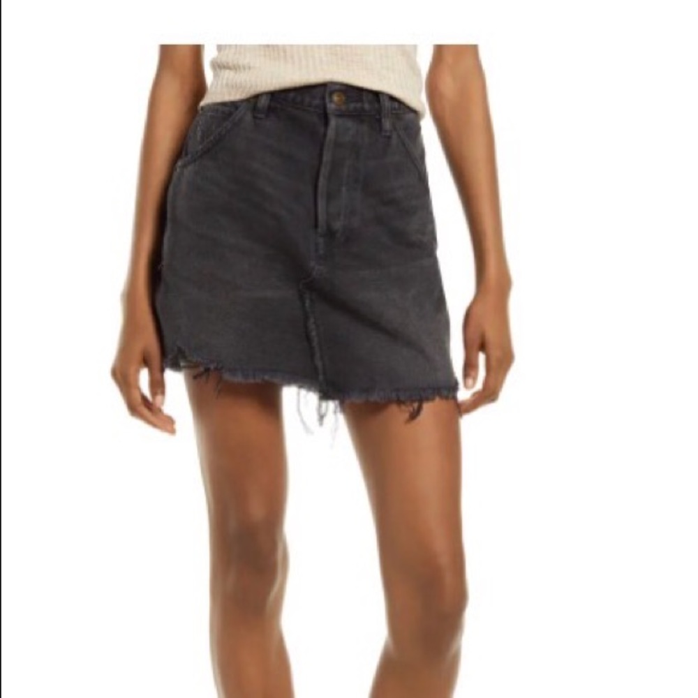 Free People Black Denim Skirt